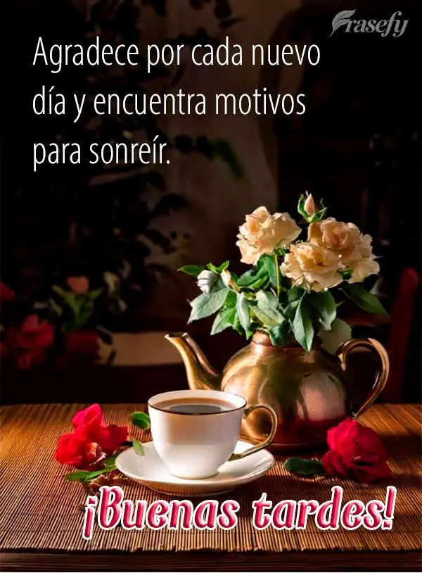 Agradece por cada nuevo día y encuentra motivos para sonreír. ¡Buenas tardes!