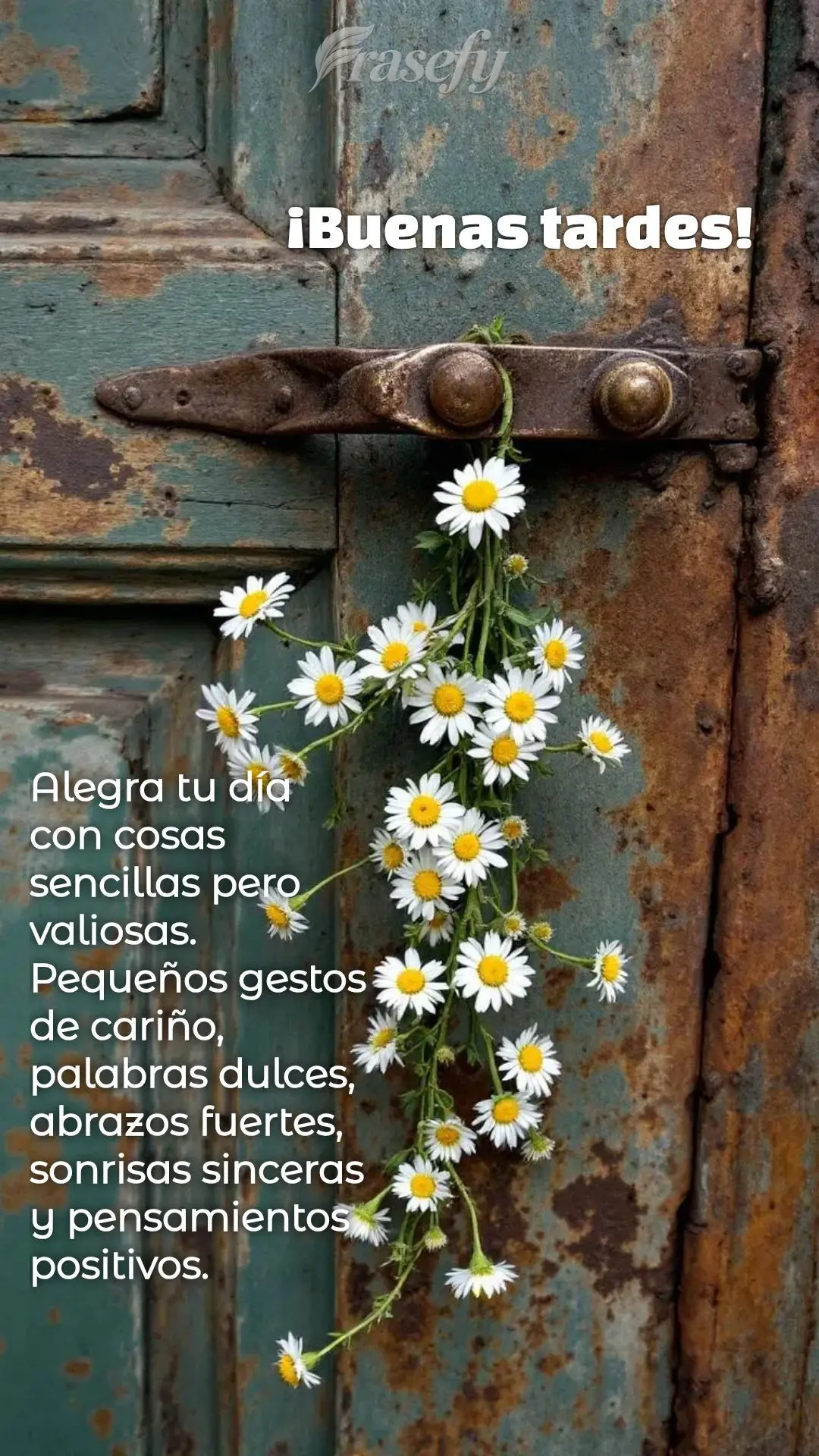 Alegra tu día con cosas sencillas pero valiosas. Pequeños gestos de cariño, palabras dulces, abrazos fuertes, sonrisas sinceras y pensamientos positiv...