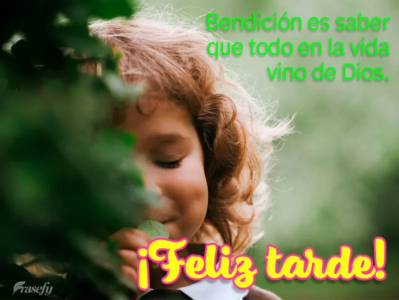 Bendición es saber que todo en la vida vino de Dios. ¡Feliz tarde!