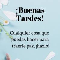 ¡Cualquier cosa que puedas hacer para tener paz, hazla! Quien logra la paz interior se convierte en escudo de cualquier mal. ¡Buenas tardes!