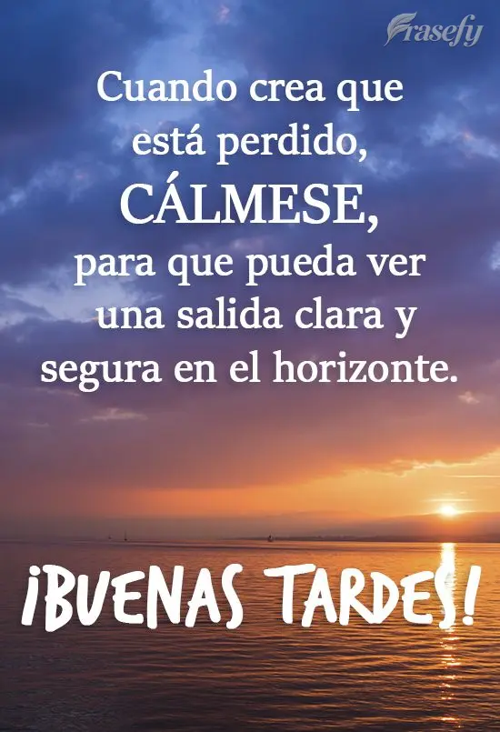 Cuando crea que está perdido, cálmese, para que pueda ver una salida clara y segura en el horizonte. ¡Buenas tardes!