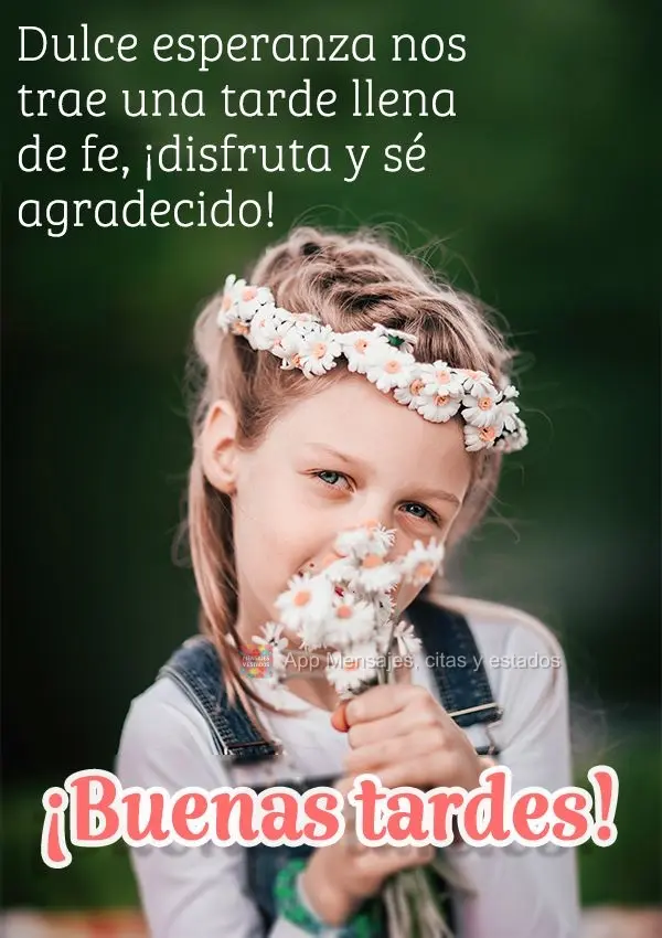 Dulce esperanza nos trae una tarde llena de fe, ¡disfruta y sé agradecido! ¡Buenas tardes!