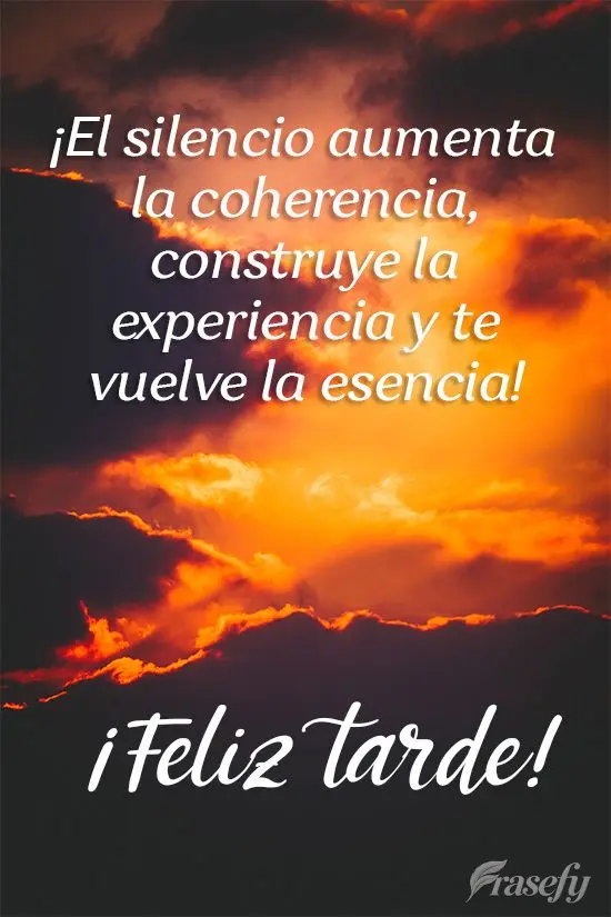 ¡El silencio aumenta la coherencia, construye la experiencia y te vuelve la esencia!  ¡Feliz tarde!