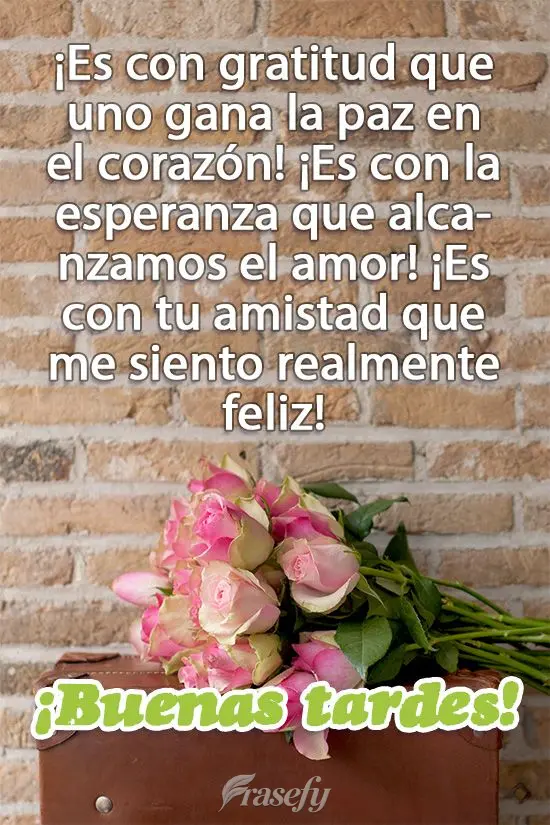 ¡Es con gratitud que uno gana la paz en el corazón! ¡Es con la esperanza que alcanzamos el amor! ¡Es con tu amistad que me siento realmente feliz! ¡...