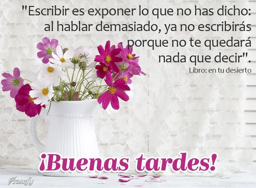 "Escribir es exponer lo que no has dicho: al hablar demasiado, ya no escribirás porque no te quedará nada que decir". ¡Buenas tardes! Libro: en tu des...
