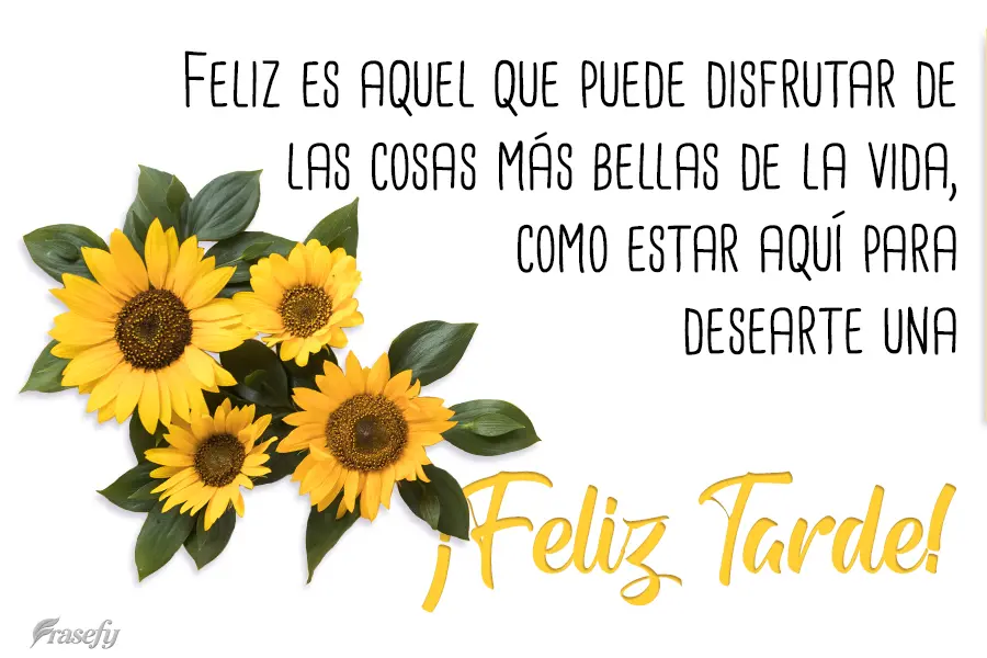 Feliz es aquel que puede disfrutar de las cosas más bellas de la vida, como estar aquí para desearte una ¡FELIZ TARDE!