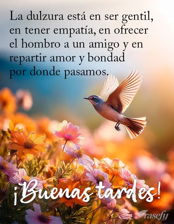La dulzura está en ser gentil, en tener empatía, en ofrecer el hombro a un amigo y en repartir amor y bondad por donde pasamos. ¡Buenas tardes!