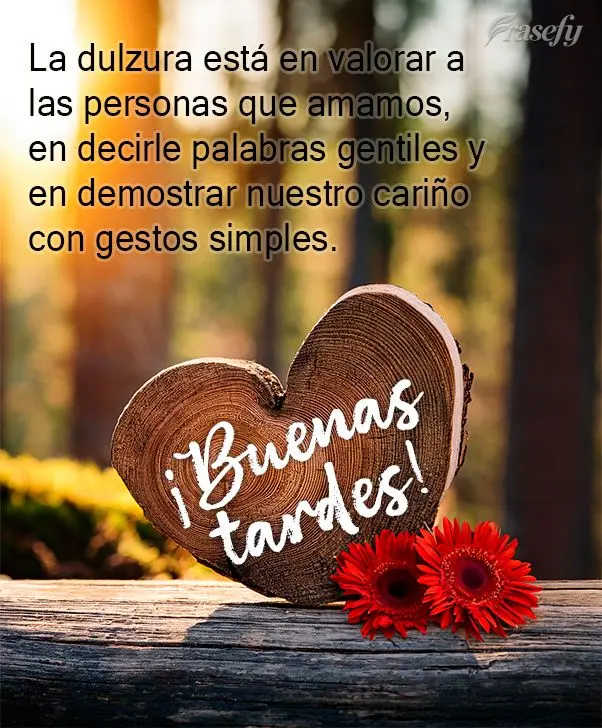 La dulzura está en valorar a las personas que amamos, en decirle palabras gentiles y en demostrar nuestro cariño con gestos simples. ¡Buenas tardes!...