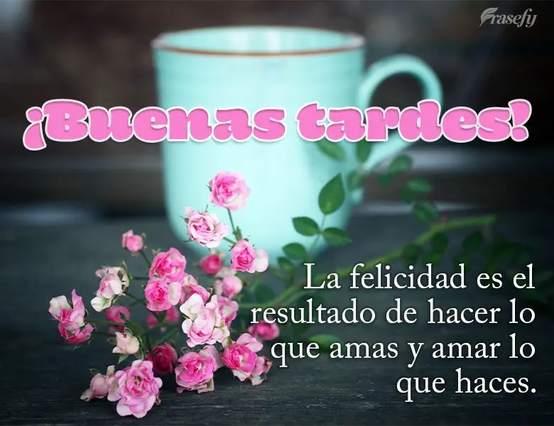 La felicidad es el resultado de hacer lo que amas y amar lo que haces. ¡Buenas tardes!