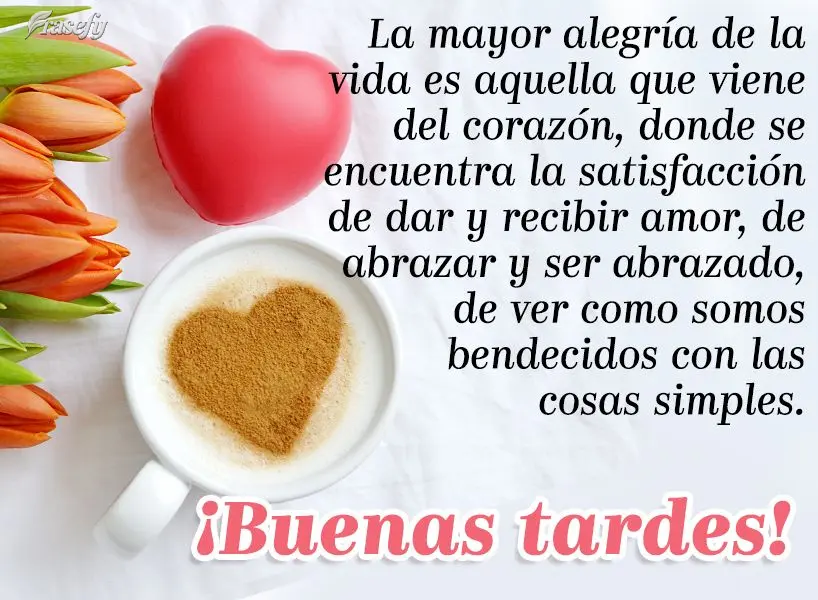 La mayor alegría de la vida es aquella que viene del corazón, donde se encuentra la satisfacción de dar y recibir amor, de abrazar y ser abrazado, de ...