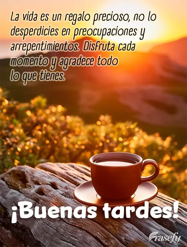 La vida es un regalo precioso, no lo desperdicies en preocupaciones y arrepentimientos. Disfruta cada momento y agradece todo lo que tienes. ¡Buenas tar...