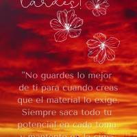 "No guardes lo mejor de ti para cuando creas que el material lo exige. Siempre saca todo tu potencial en cada toma y mantente en la cima de tu trabajo, o...