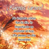 No importa cómo fue tu día, lo importante es disfrutar el hoy. ¡Te deseo un día increíble! ¡Buenas tardes!