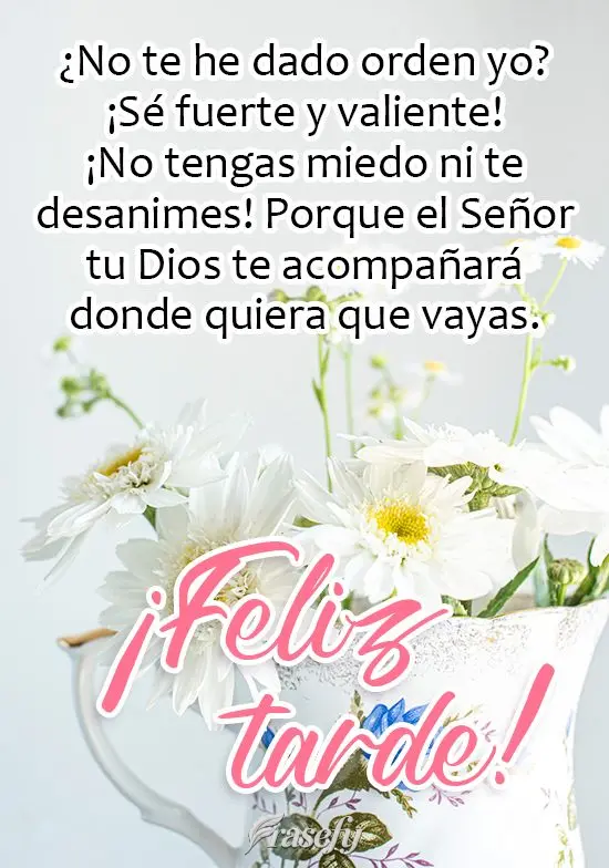 ¿No te he dado orden yo? ¡Sé fuerte y valiente! ¡No tengas miedo ni te desanimes! Porque el Señor tu Dios te acompañará dondequiera que vayas. ¡F...