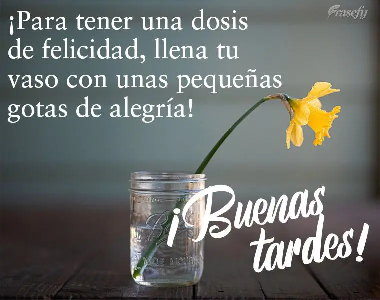 ¡Para tener una dosis de felicidad, llena tu vaso con unas pequeñas gotas de alegría! ¡Buenas tardes!