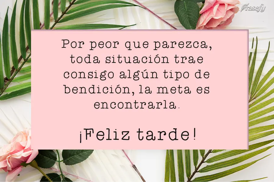 Por peor que parezca, toda situación trae consigo algún tipo de bendición, la meta es encontrarla. ¡Feliz tarde!