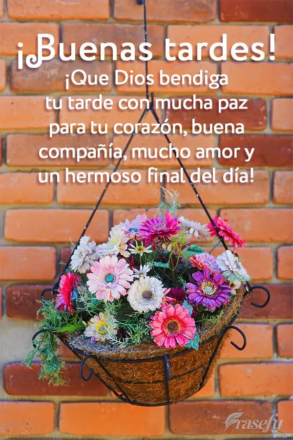 ¡Que Dios bendiga tu tarde con mucha paz para tu corazón, buena compañía, mucho amor y un hermoso final del día! ¡Buenas tardes!