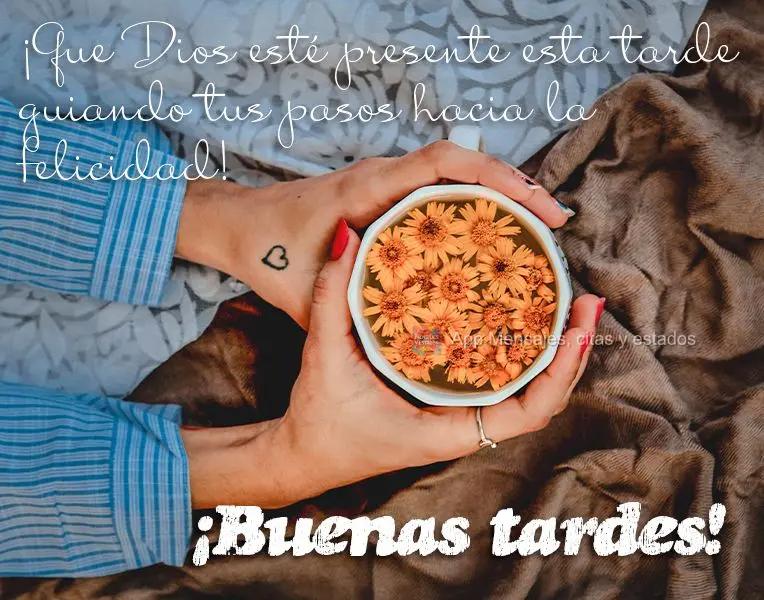 ¡Que Dios esté presente esta tarde guiando tus pasos hacia la felicidad! ¡Buenas tardes!