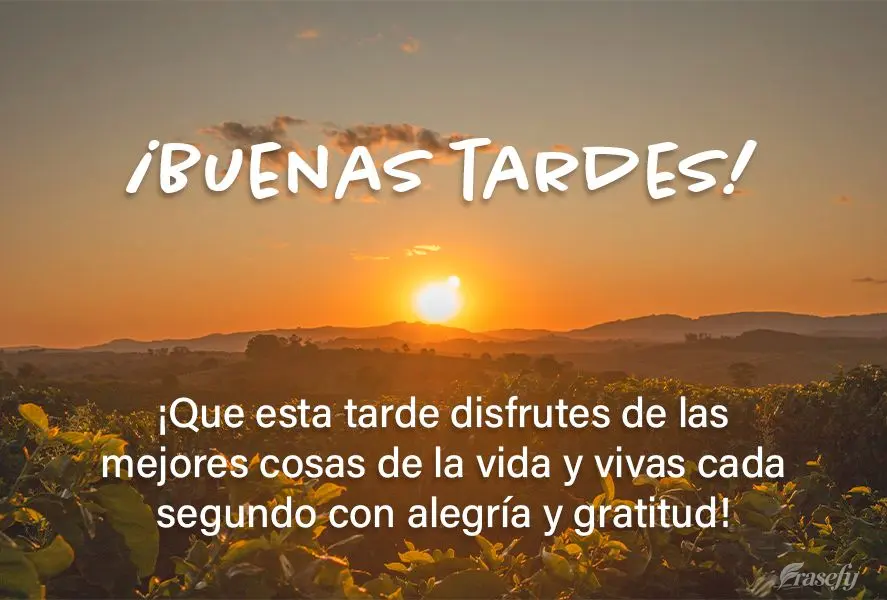 ¡Que esta tarde disfrutes de las mejores cosas de la vida y vivas cada segundo con alegría y gratitud! ¡Buenas tardes!
