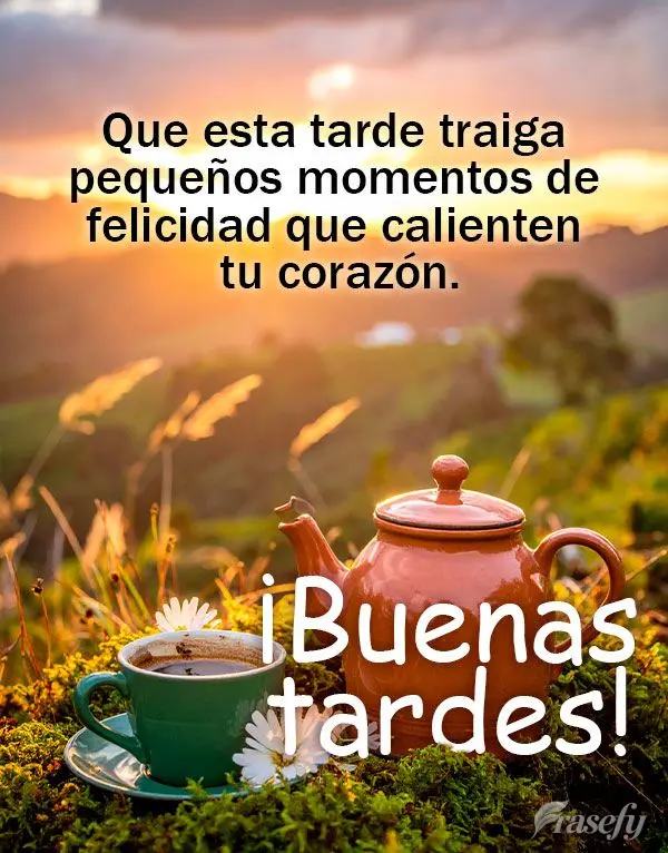 Que esta tarde traiga pequeños momentos de felicidad que calienten tu corazón. ¡Buenas tardes!