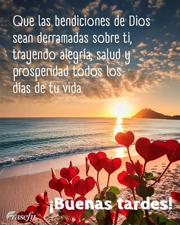 Que las bendiciones de Dios sean derramadas sobre ti, trayendo alegría, salud y prosperidad todos los días de tu vida. ¡Buenas tardes!