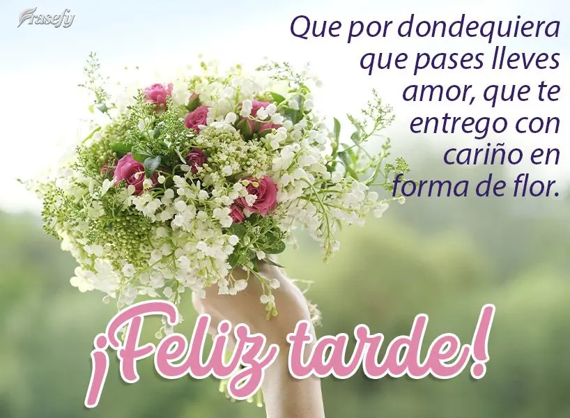 Que por dondequiera que pases lleves amor, que te entrego con cariño en forma de flor. ¡Feliz tarde!