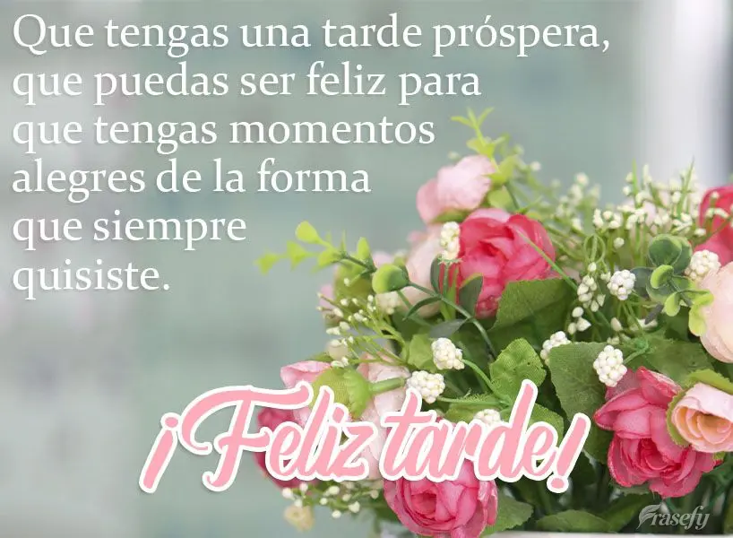 Que tengas una tarde próspera, que puedas ser feliz para que tengas momentos alegres de la forma que siempre quisiste. ¡Feliz tarde!