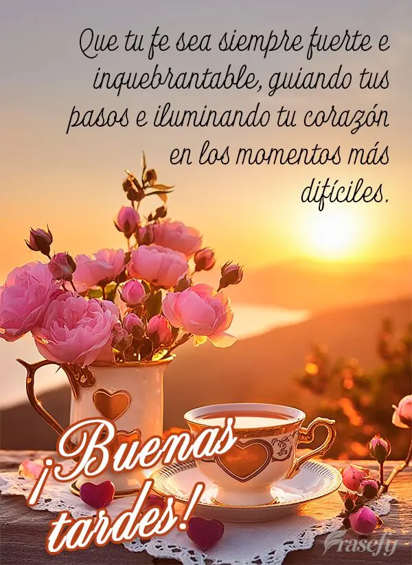 Que tu fe sea siempre fuerte e inquebrantable, guiando tus pasos e iluminando tu corazón en los momentos más difíciles. ¡Buenas tardes!