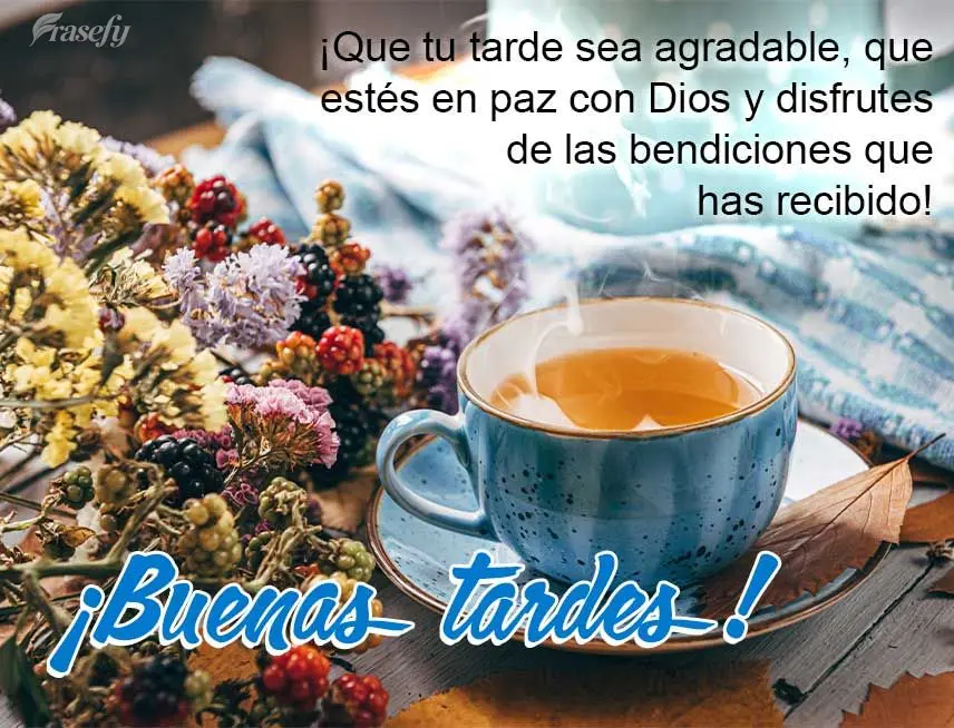 ¡Que tu tarde sea agradable, que estés en paz con Dios y disfrutes de las bendiciones que has recibido! ¡Buenas tardes!