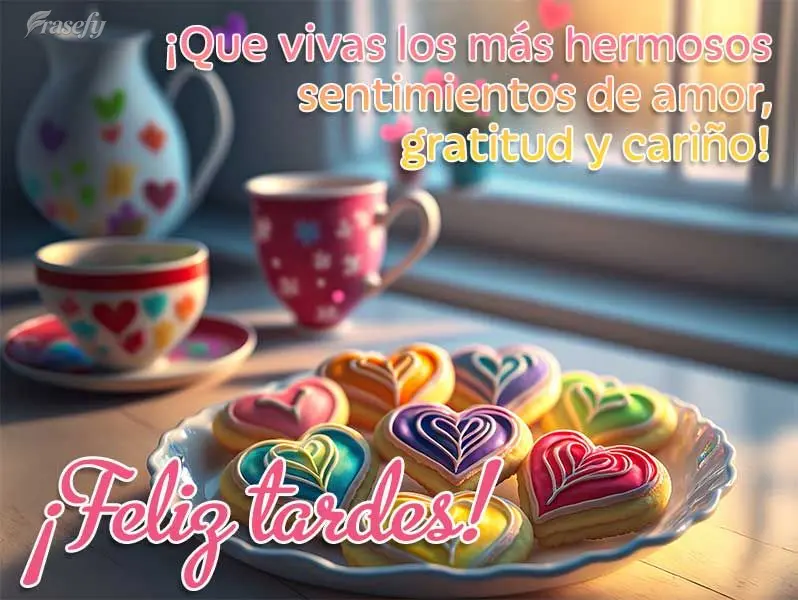 ¡Que vivas los más hermosos sentimientos de amor, gratitud y cariño! ¡Feliz tardes!