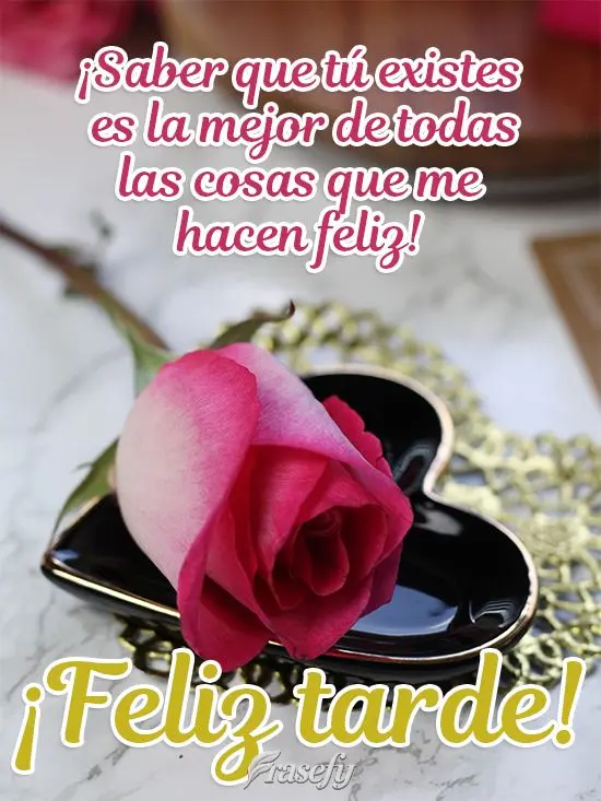 ¡Saber que tú existes es la mejor de todas las cosas que me hacen feliz! ¡Feliz tarde!