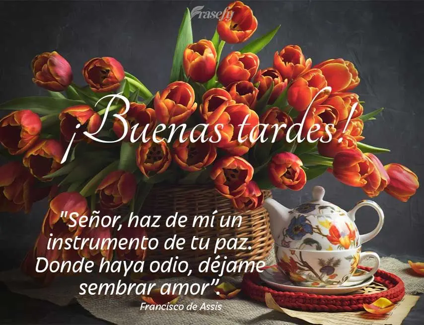 "Señor, haz de mí un instrumento de tu paz. Donde haya odio, déjame sembrar amor”. ¡Buenas tardes!  Francisco de Assis