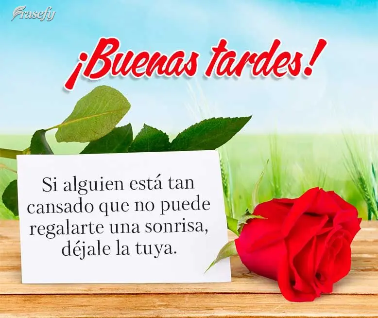Si alguien está tan cansado que no puede regalarte una sonrisa, déjale la tuya. ¡Buenas tardes!