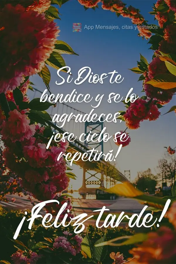 Si Dios te bendice y se lo agradeces, ¡ese ciclo se repetirá! ¡Feliz tarde!