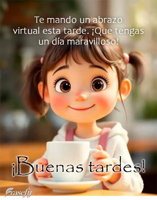 Te mando un abrazo virtual esta tarde. ¡Que tengas un día maravilloso! ¡Buenas tardes!