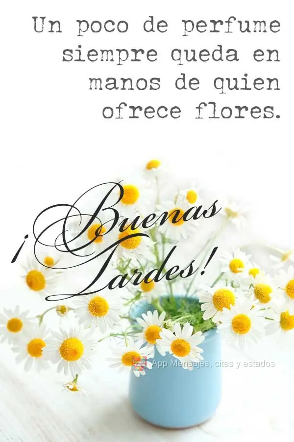Un poco de perfume siempre queda en manos de quien ofrece flores. ¡Buenas tardes!