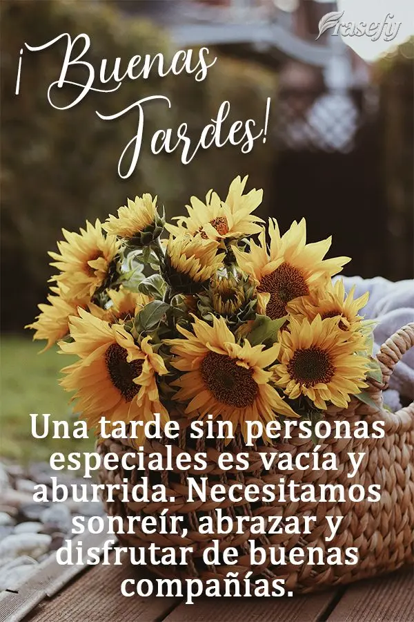 Una tarde sin personas especiales es vacía y aburrida. Necesitamos sonreír, abrazar y disfrutar de buenas compañías. ¡Buenas tardes!
