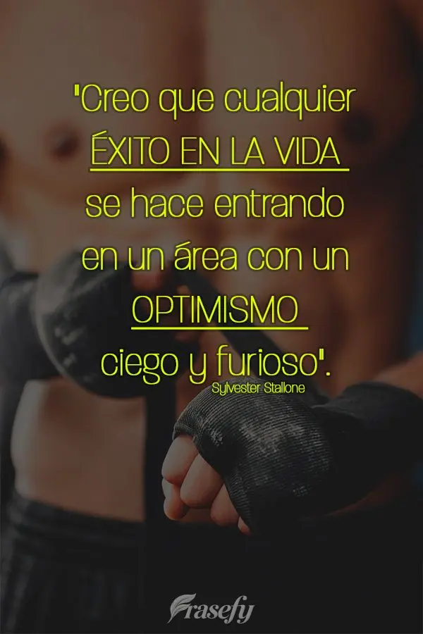 "Creo que cualquier éxito en la vida se hace entrando en un área con un optimismo ciego y furioso". Silvestre Stallone