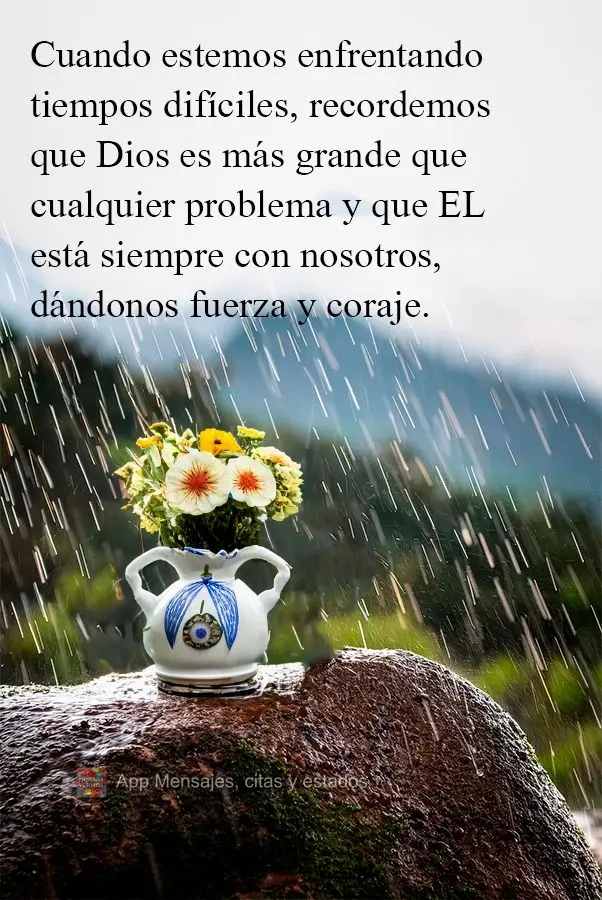 Cuando estemos enfrentando tiempos difíciles, recordemos que Dios es más grande que cualquier problema y que EL está siempre con nosotros, dándonos f...