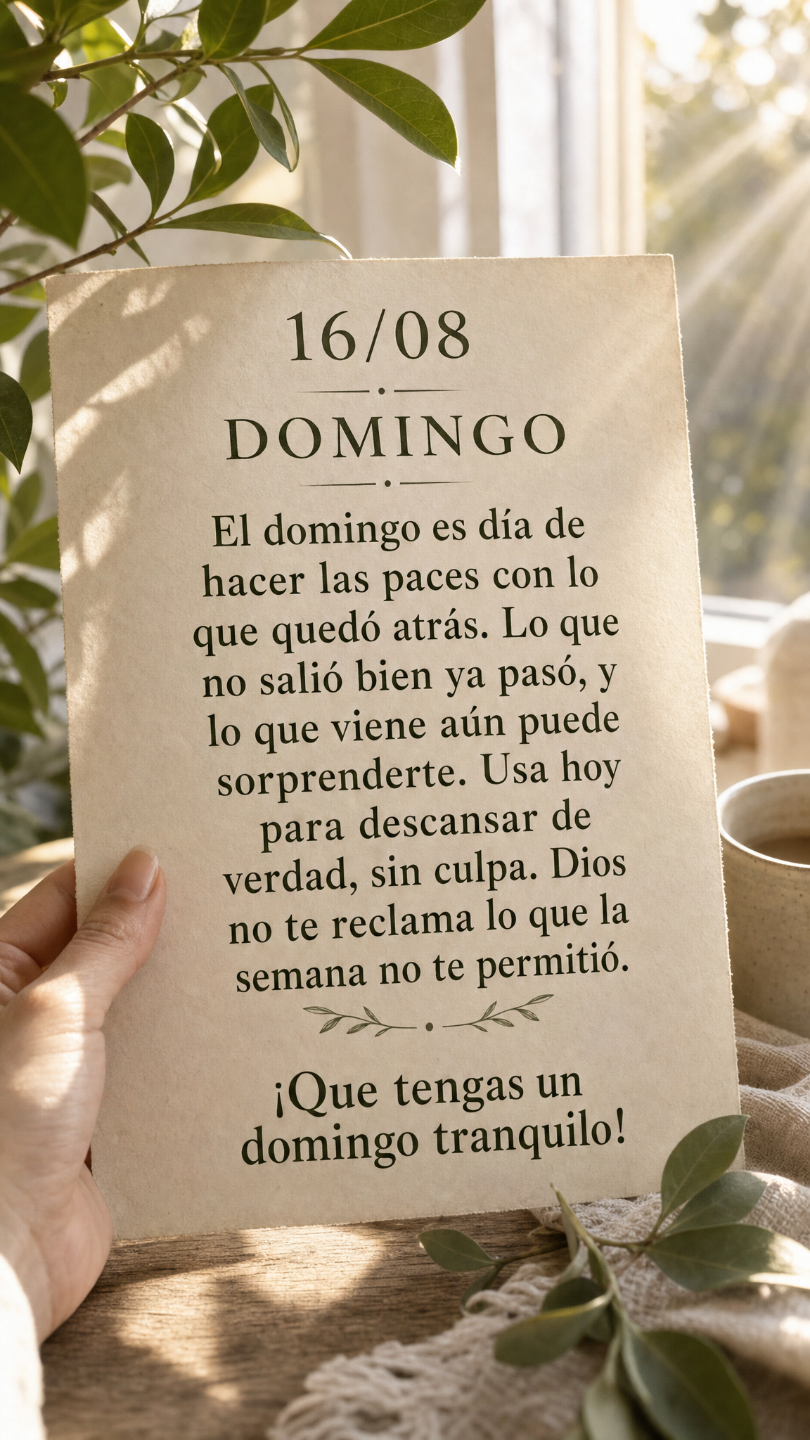 Domingo é dia de fazer as pazes com o que ficou pra trás. O que não deu certo já passou, e o que vem ainda pode surpreender. Use hoje pra descansar d...