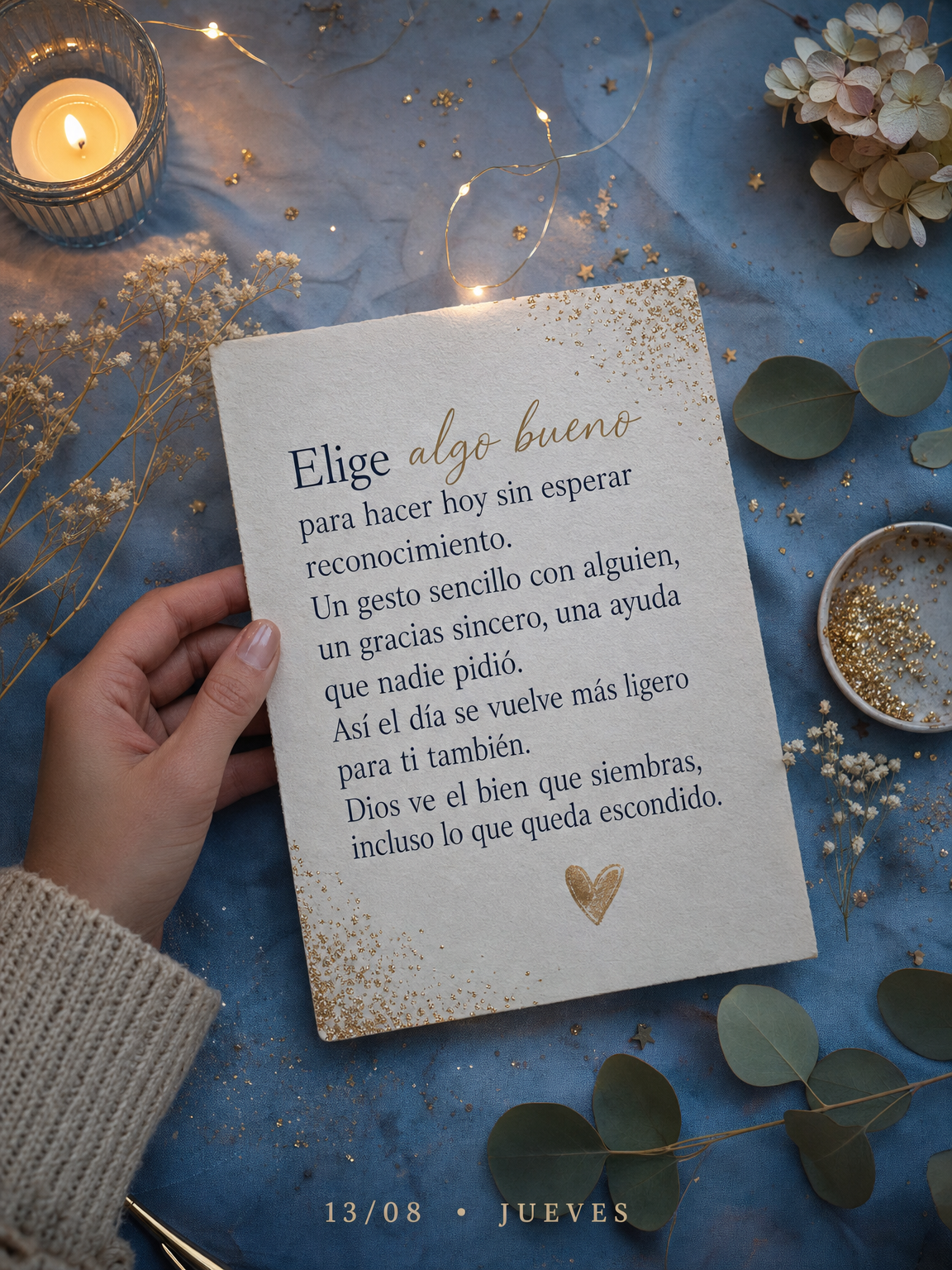 Escolha uma coisa boa pra fazer hoje sem esperar reconhecimento. Um gesto simples com alguém, um obrigado sincero, uma ajuda que ninguém pediu. É assi...