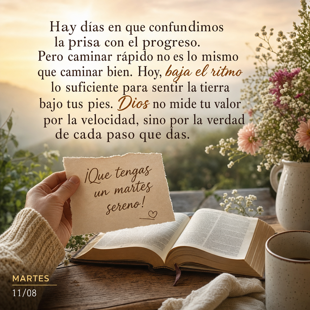 Tem dias em que a gente confunde pressa com progresso. Mas andar rápido não é o mesmo que andar certo. Hoje, diminua o ritmo o suficiente pra sentir o...