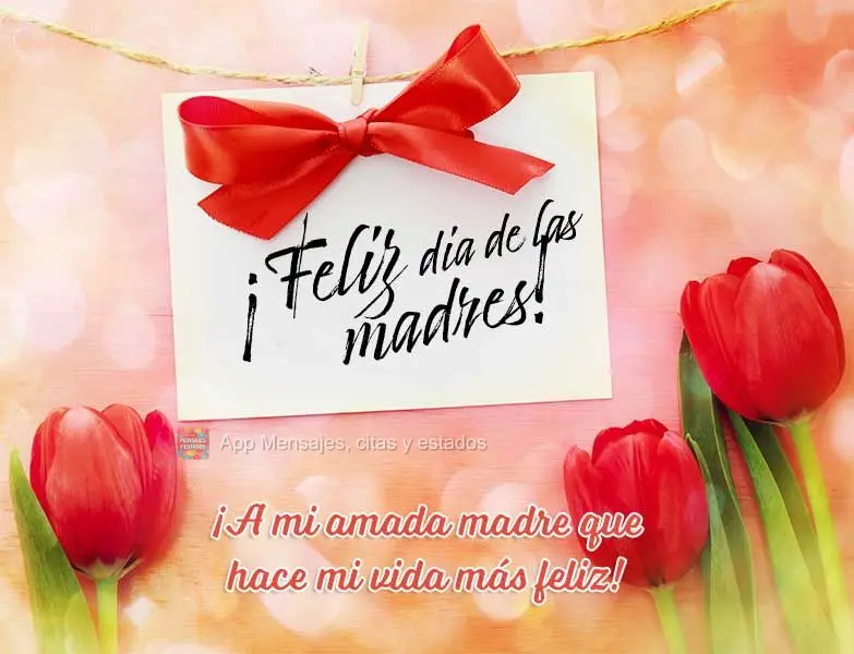 ¡A mi amada madre que hace mi vida más feliz! ¡Feliz dia de las madres!