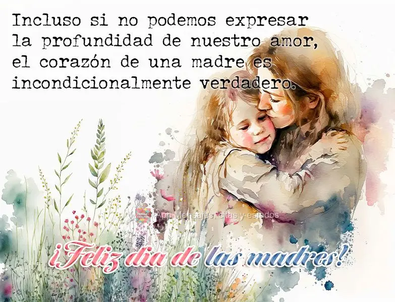 Incluso si no podemos expresar la profundidad de nuestro amor, el corazón de una madre es incondicionalmente verdadero. ¡Feliz dia de las madres!