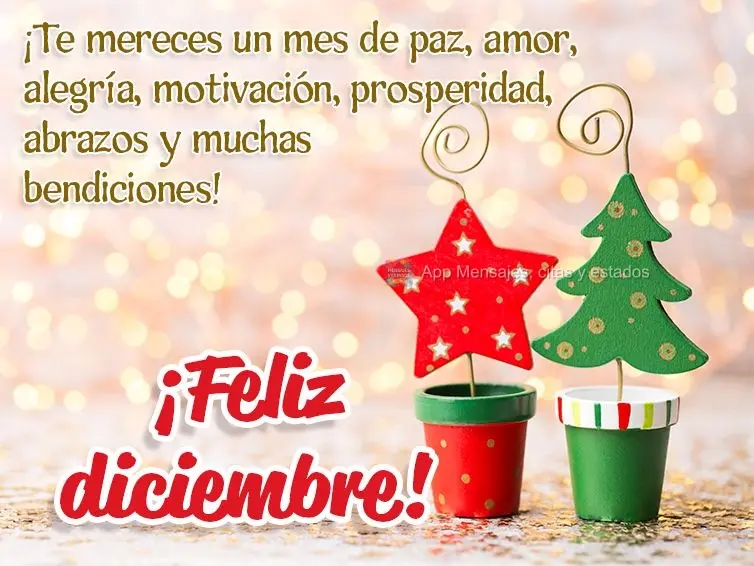¡Te mereces un mes de paz, amor, alegría, motivación, prosperidad, abrazos y muchas bendiciones! ¡Feliz diciembre!