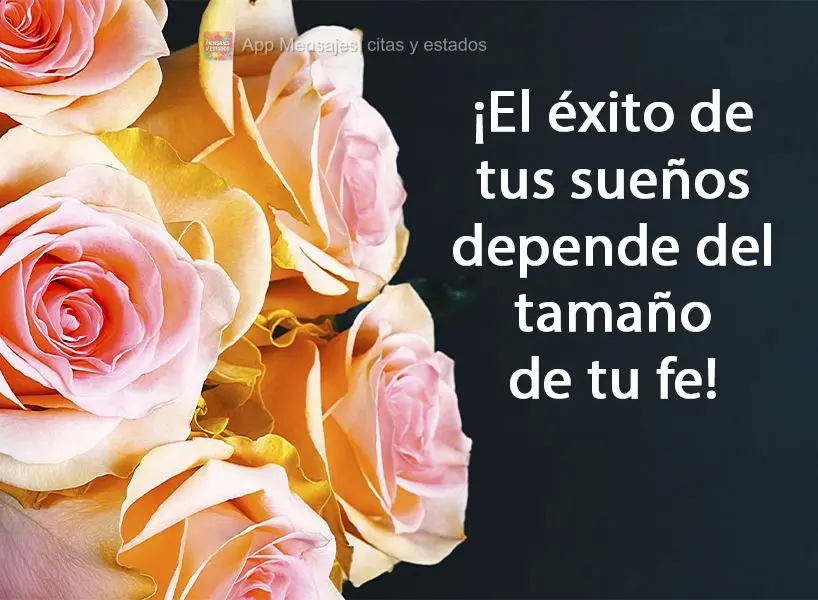 ¡El éxito de tus sueños depende del tamaño de tu fe!