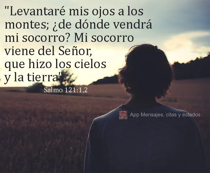 "Levantaré mis ojos a los montes;
¿de dónde vendrá mi socorro? Mi socorro viene del Señor, que hizo los cielos y la tierra". Salmo 121:1, 2