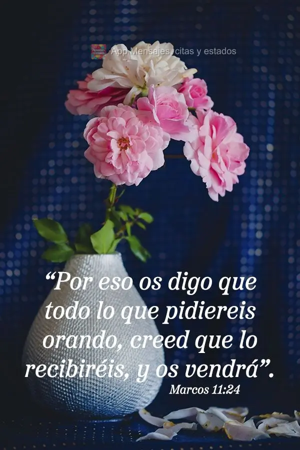 "Por eso os digo que todo lo que pidiereis orando, creed que lo recibiréis, y os vendrá" Marcos 11:24