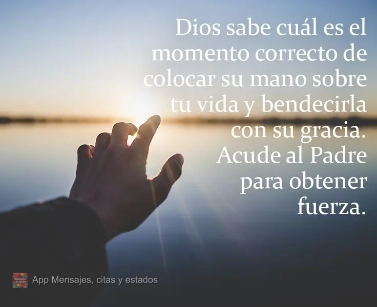 Dios sabe cuál es el momento correcto de colocar su mano sobre tu vida y bendecirla con su gracia. Acude al Padre para obtener fuerza.