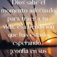 Dios sabe el momento adecuado para traer a tu vida, esa bendición que has estado esperando, ¡confía en sus planes!